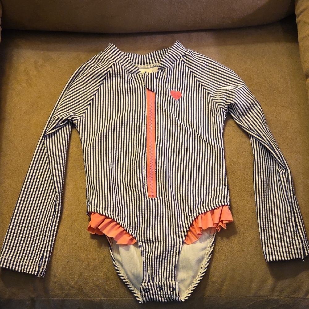 Striped Long Sleeve Kids Swimsuit